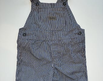 Vintage Y2k Baby Toddler Striped Cotton Shortalls 12 m
