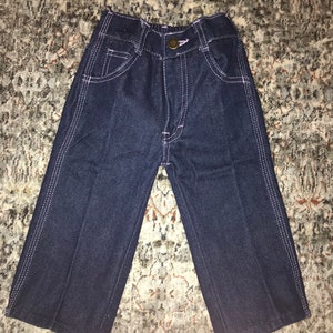 Vintage 80s Toddler Jeans, Toddler Bear Pants, 80s Toddler Denim Pants 18 Mo image 2