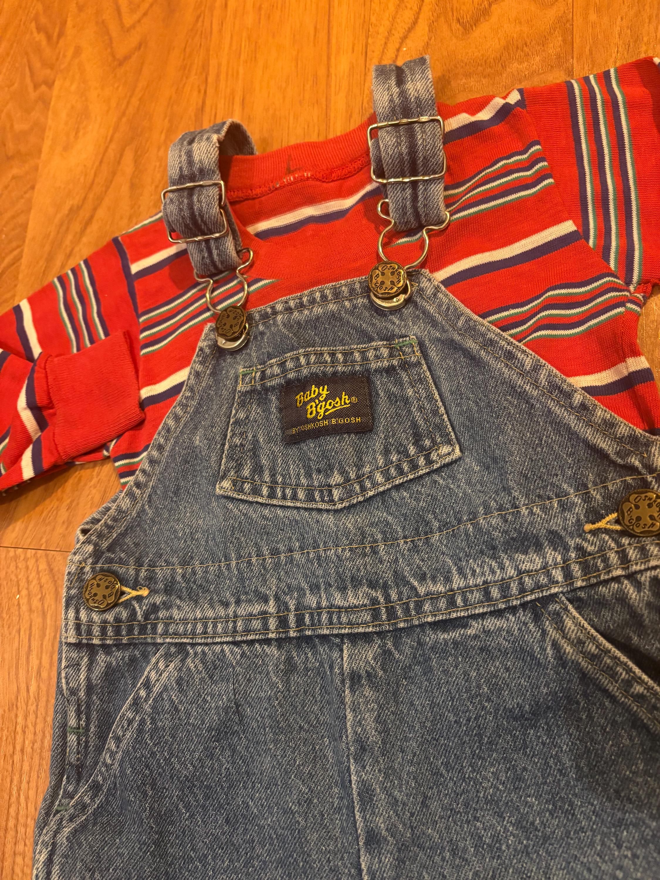 Vintage Baby Oshkosh B'gosh Denim Overalls Outfit, Unisex Baby B