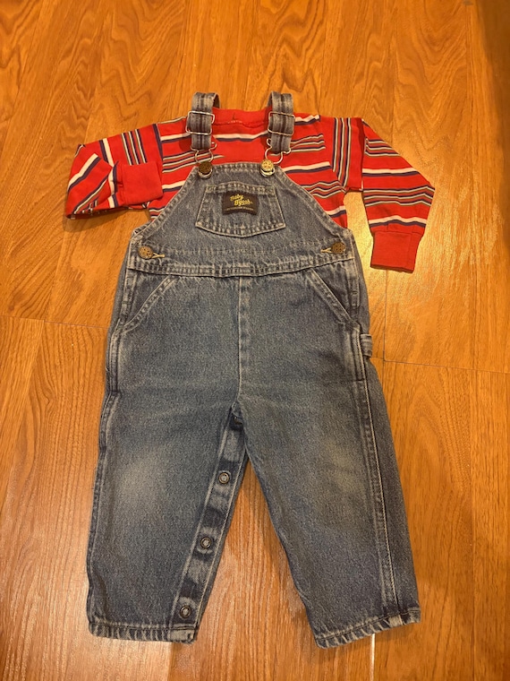 Vintage Baby Oshkosh B'gosh Denim Overalls Outfit, Unisex Baby B