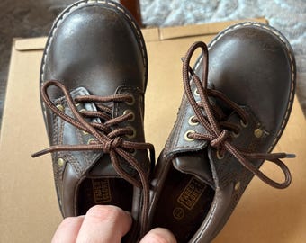 Vintage 90s Faded Glory Brown Oxford Lace up Toddler Shoes  display picture 1
