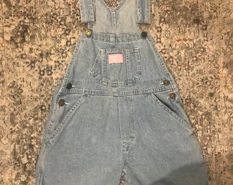 Vintage 90s Kids Oshkosh B’gosh Denim Bib Shortalls 100% Cotton Oshkosh Vestbak Light Wash Overall Shorts