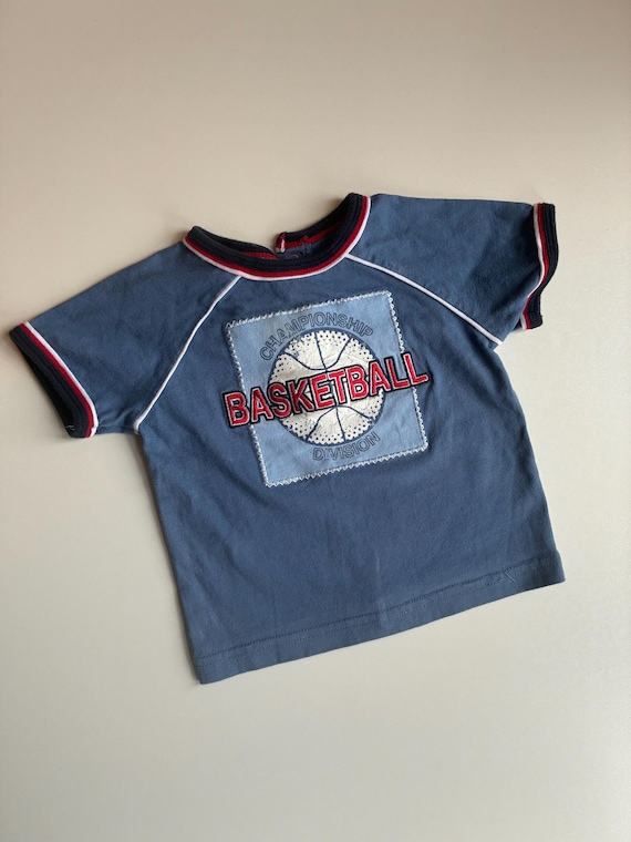 Vintage TKS Basics Blue Basketball Baby T Shirt 12 months
