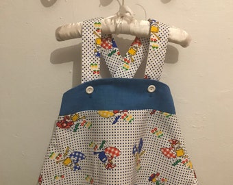 Vintage 70s Healthtex Toddler Sleeveless Shirt, Vintage Baby Printed Gardening Summer Top Made in USA