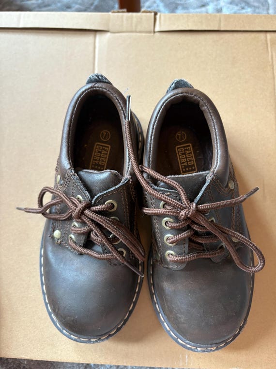 Vintage 90s Faded Glory Brown Oxford Lace up Toddler Shoes  display picture 2
