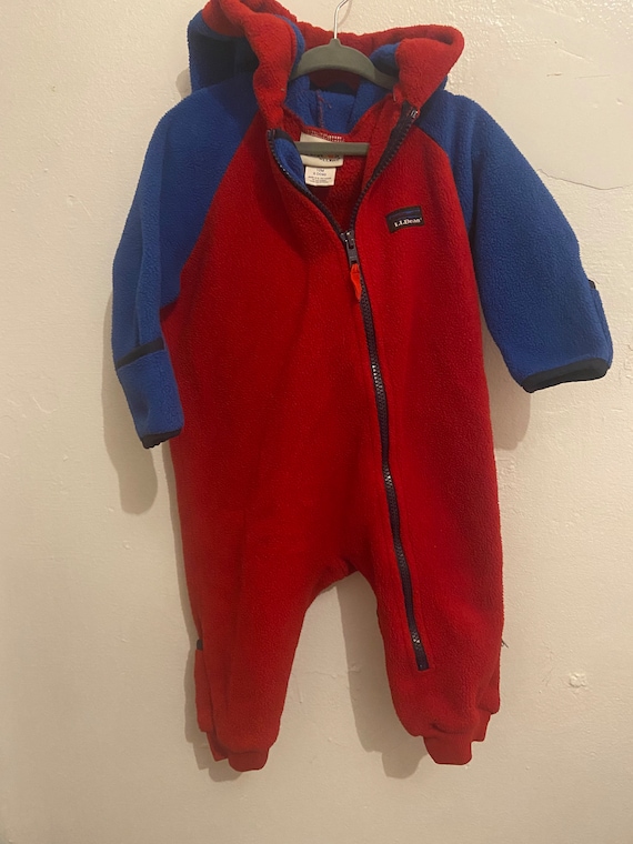 Vintage LL Bean Red and Blue One Piece Baby Fleece