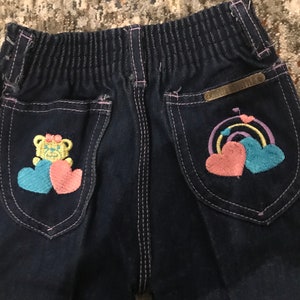 Vintage 80s Toddler Jeans, Toddler Bear Pants, 80s Toddler Denim Pants 18 Mo image 4