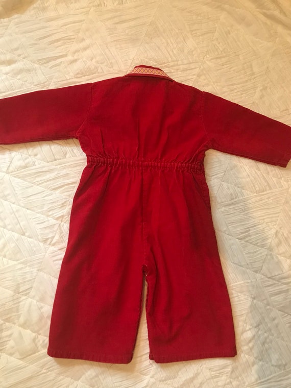 Vintage Red Toddler Corduroy Jumpsuit, One Piece … - image 5