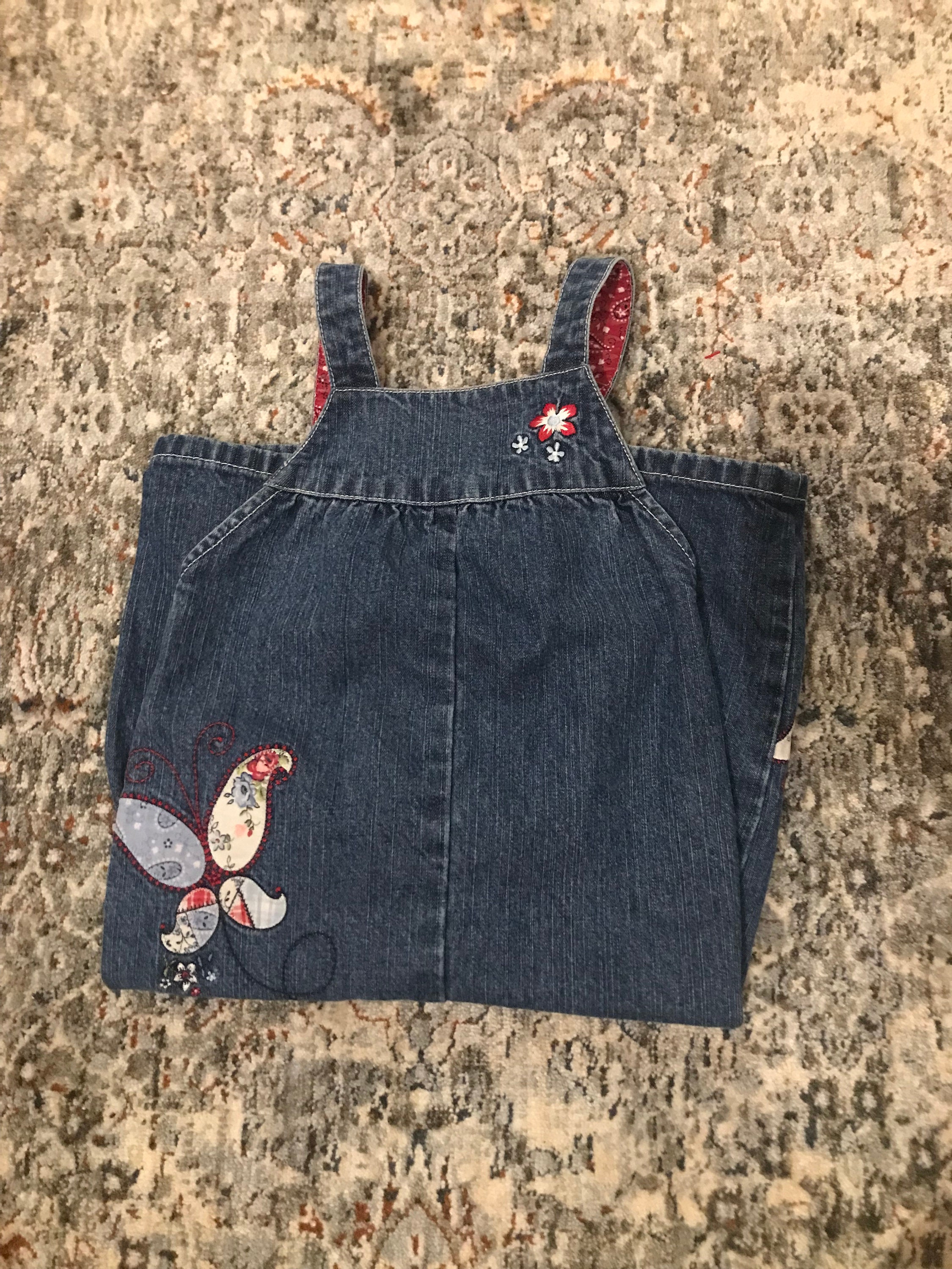 Vintage Gymboree Denim Toddler Butterfly Overalls 100