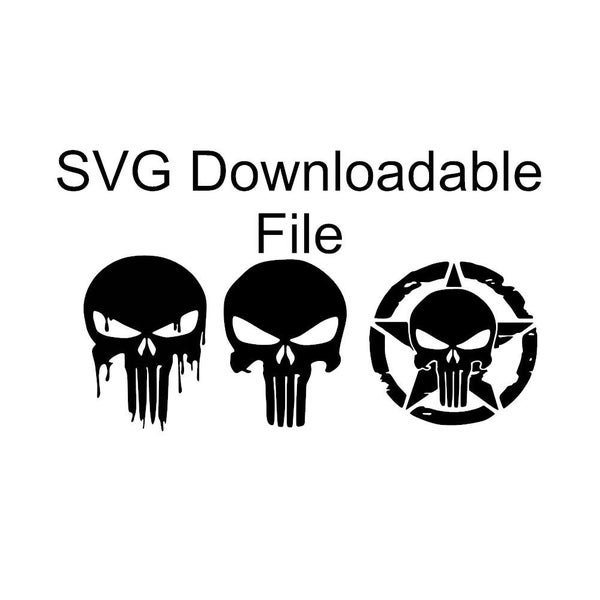 Punisher skull Drip, Regular, Star SVG downloadable file