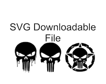 Punisher Skull Drip: Regular & Star Dynamic Variants - SVG Downloadable File