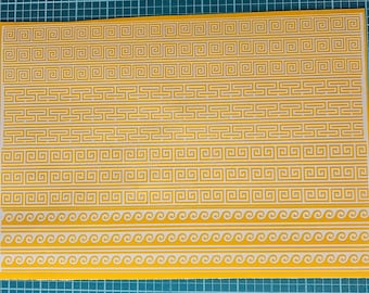 Greek Key and Wave Pattern Stencil - High Bake Vinyl for Cerakote, Duracoat, Gunkote, Spray Paint