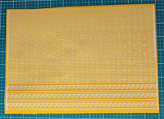 Greek Key and Wave Pattern Stencil: High Temp Vinyl (7.5"x11.1")