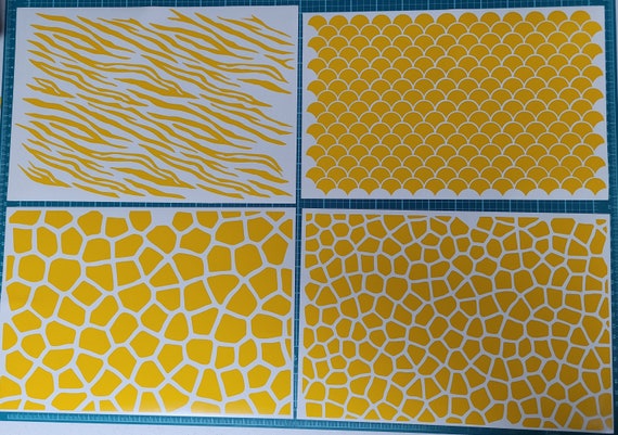 Animal Print Camo Stencil: Tiger, Giraffe, Cheetah, Scale