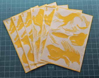 Rhodesian Brushstroke Camo Stencil 6 Sheet Set Cerakote Duracoat Gunkote Krylon DIY High Bake Vinyl Craft Project