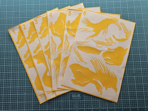 Rhodesian Brushstroke Camo Stencil Set: High-Temp Paint Mask Vinyl (6 Sheet)