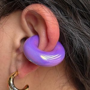 Chunky Ear Cuffs, No Piercing Statement Earrings, Stackable Fake Cartilage Jewelry, Gift for Her, Trendy Ear Accessories, Colorful Earrings