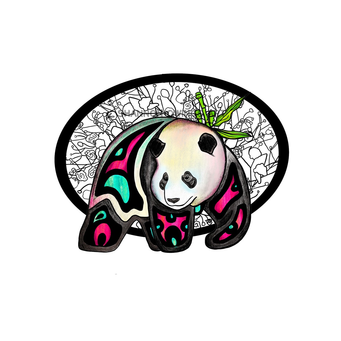 Panda Art Print Colorful Spirit Animal Artwork Panda and Etsy