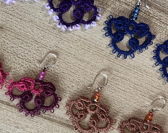 Floral Crochet Earrings - Tatting / Tatted Lace multiple color options
