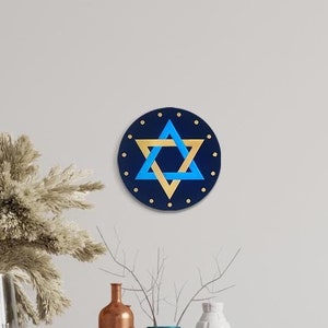 Star of David Wall Hanging Art with Gold Mirror accents Home Office Decor - Acrylic Modern Housewarming Gift - Custom Assembled by Hand
