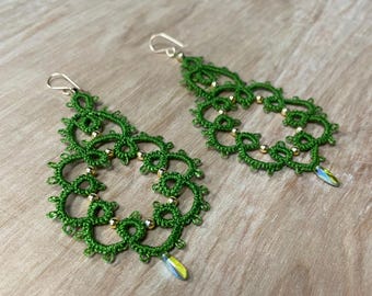 Floral Handmade Crochet Chandelier Earrings - Tatting Lace Multiple Styles