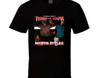 New Three Six Mafia Black Tshirt Size S- 2XL