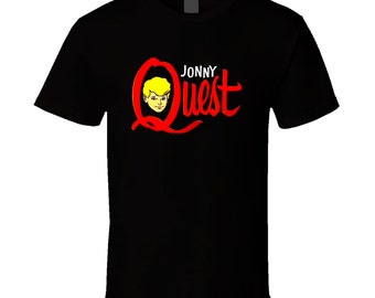 New JONNY QUEST Adventure boy classic cartoon Black Tshirt Size S- 2XL