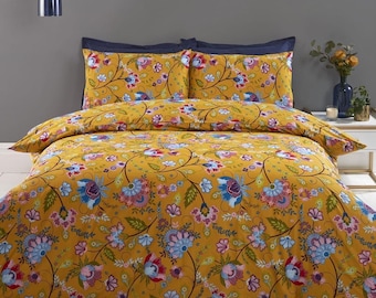 Mustard printed duvet cover, quilt cover set