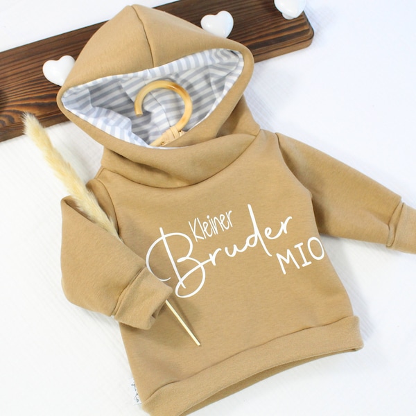 Hoodie mit Namen/ personalisierter Hoodie/Geschwister Hoodie personalisiert/ Kuscheliger Pullover mit Kapuze/Geschenk Geburt/Geschenkidee