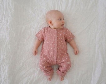 Musselin Overall Baby/Musselin Kleidung Baby/ Sommer Strampler/ kurzarm Strampler/Baby Overall Sommer/Baby Strampler Sommer/ Musselin Kinder