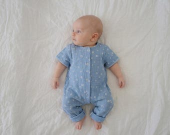 Musselin Overall Baby| Musselin Romper kurzarm Baby|Sommer Strampler| Geschenk zur Geburt| Strand Kleidung|Baby Overall Sommer| Geschenkidee