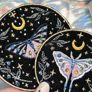 Butterfly iron-on patch, Butterfly, Luna Moth, Luna Moth patch machine embroidery, bag applique, cute accessory