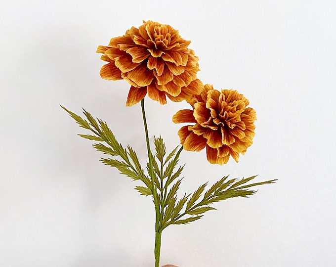 DIY KIT -  Crepe Paper French Marigold Flower's Kit with video Tutorial