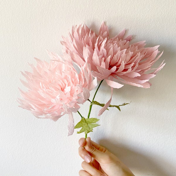 DIY KIT - Handmade Crepe Paper Chrysanthemum Flower's Kit with Video Tutorial