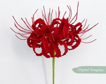 Digital Template- Handmade Crepe paper Spider Lily Template with video tutorial