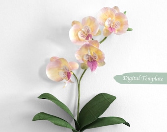 Digitale Vorlage - Handgeschöpftes Krepppapier Orchidee Blume Digitale Vorlage mit Video-Tutorial