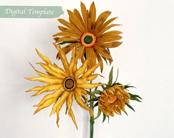 Digitale Vorlage - Handgemachtes Krepppapier Van Goghs Sonnenblumen Digitale Vorlage mit Video-Tutorial