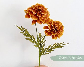 Digitale Vorlage - Handgemachtes Krepppapier Französische Ringelblume Digitale Vorlage mit Video-Tutorial