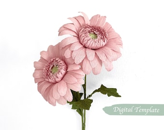 Digitale Vorlage- Handgemachte Krepppapier Gerbera Daisy Vorlage mit Video-Tutorial