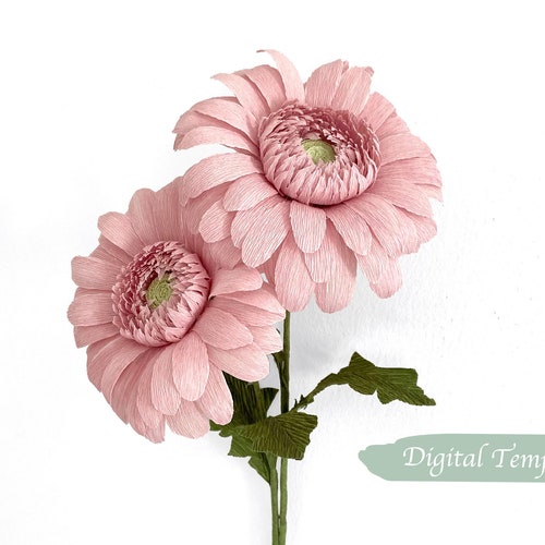 Digital Template Handmade Crepe Paper Gerbera Daisy Template Etsy