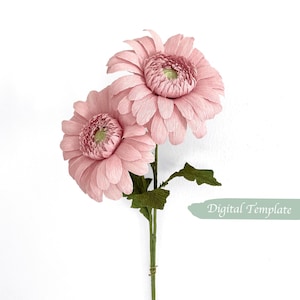 Digital Template- Handmade Crepe paper Gerbera Daisy Template with video tutorial