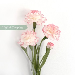 Modello digitale di fiore di garofano in carta crespa con video tutorial