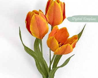 Digitale Vorlage - Handgemachte Krepppapier Classic Tulip Vorlage mit Video-Tutorial