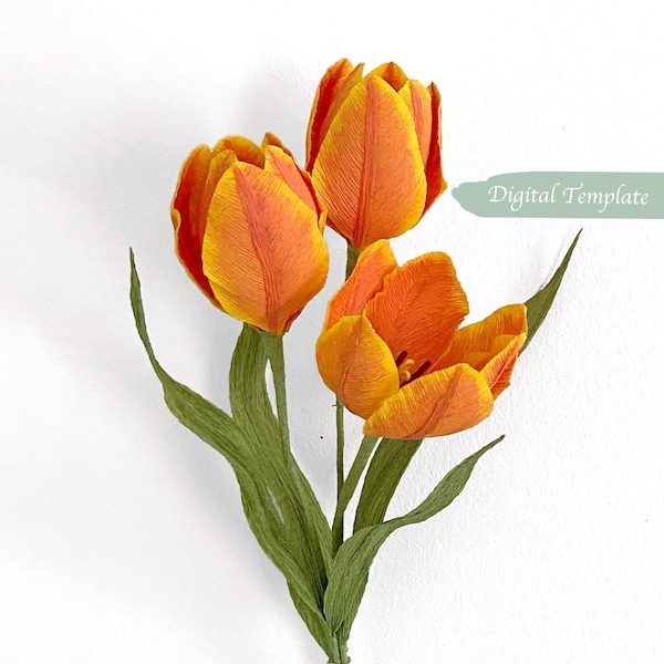 Digital Template- Handmade Crepe paper Classic Tulip Template with video tutorial