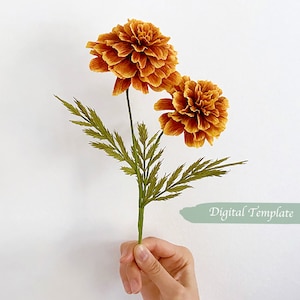 Digital Template- Handmade Crepe Paper French Marigold Flower Digital Template with video tutorial