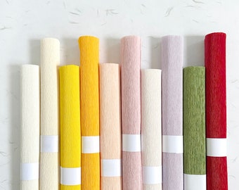Scatola di campioni di carta crespa italiana: 90 g/m², 10 rotoli colorati per realizzare fiori