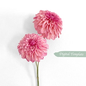 Modello digitale di carta crespa Pompon Dahlia con video tutorial
