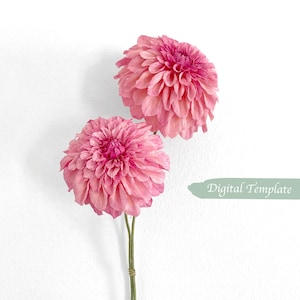 Digital Template- Handmade Crepe paper Pompom Dahlia Digital Template with video tutorial