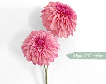 Digitale Vorlage- Handgemachte Krepppapier Pompom Dahlia Digitale Vorlage mit Video-Tutorial