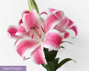 Crepe Paper Easter Lily Digital Template with video tutorial